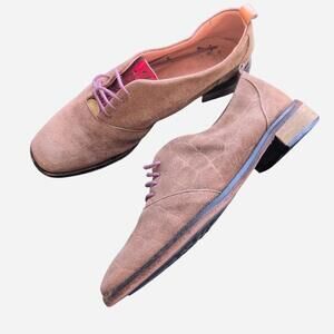 New Kid Florence Y2K Italian Suede Oxford Shoes w Red Lacquered Tongue - 8.5